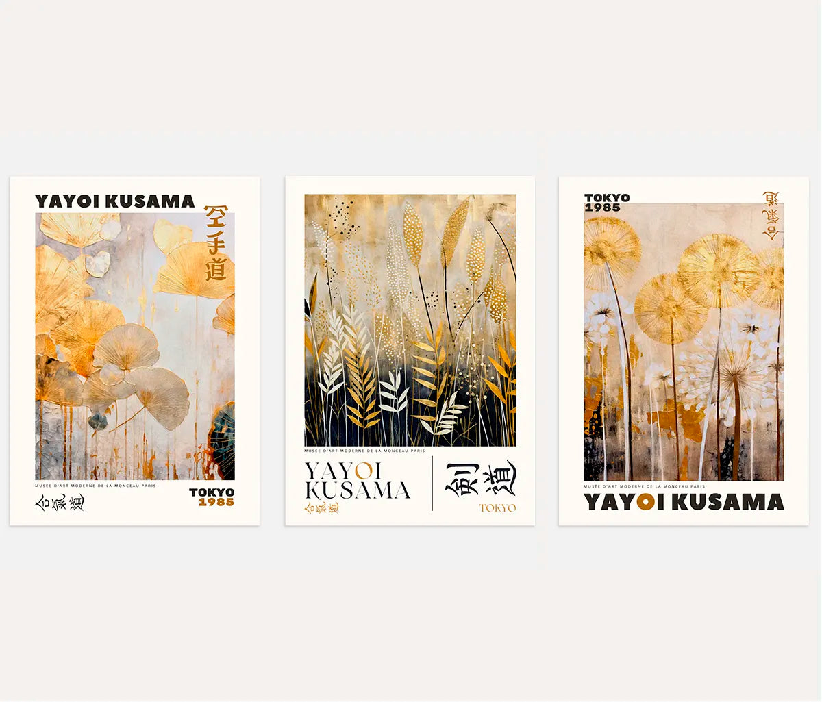 Goldene Botanische Poster – 3er-Set