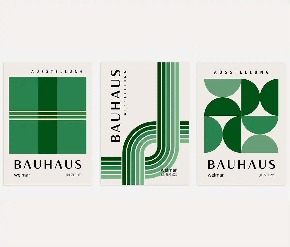 Bauhaus-Poster – Set aus 3 Stück „Grüne Ordnung der Formen“
