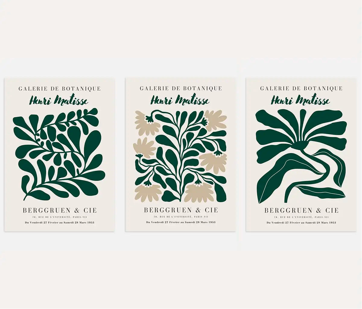 Henri-Matisse-Poster – Set aus 3 Stück „Botanische Harmonie“
