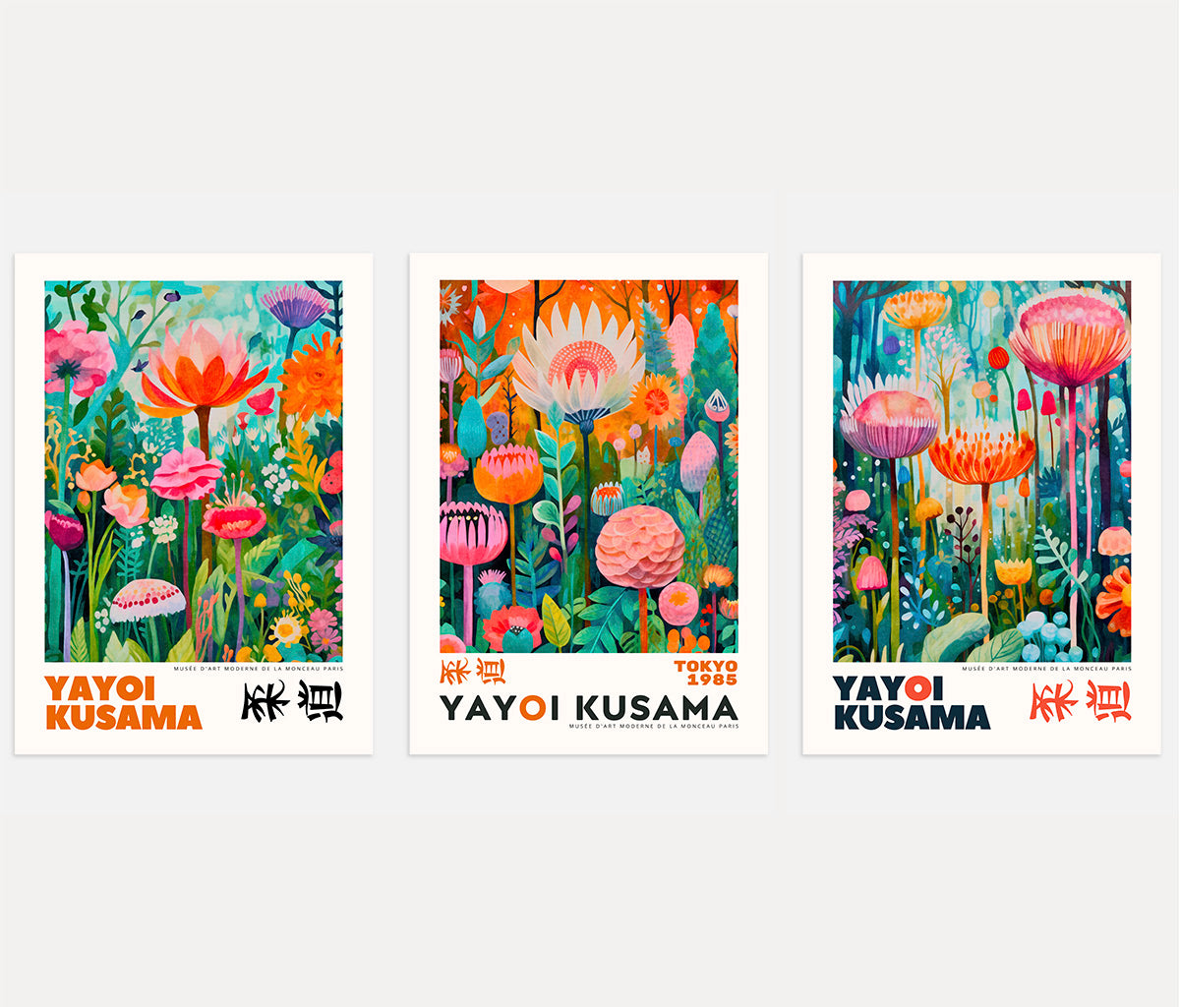 Japanischer Garten Blumen Poster – 3er-Set
