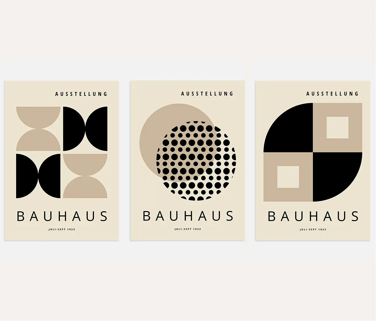Bauhaus-Poster – Set aus 3 Stück „Beiger Kontrast Weimar“
