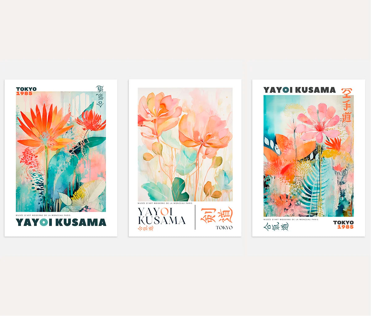Japanische Blumen Poster – 3er-Set