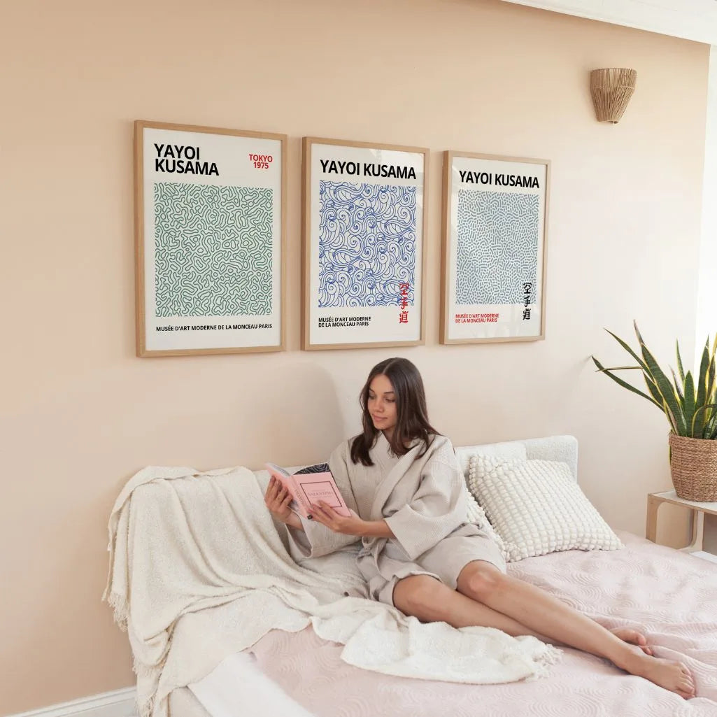 Organische Muster Poster – 3er-Set in Blau & Grün