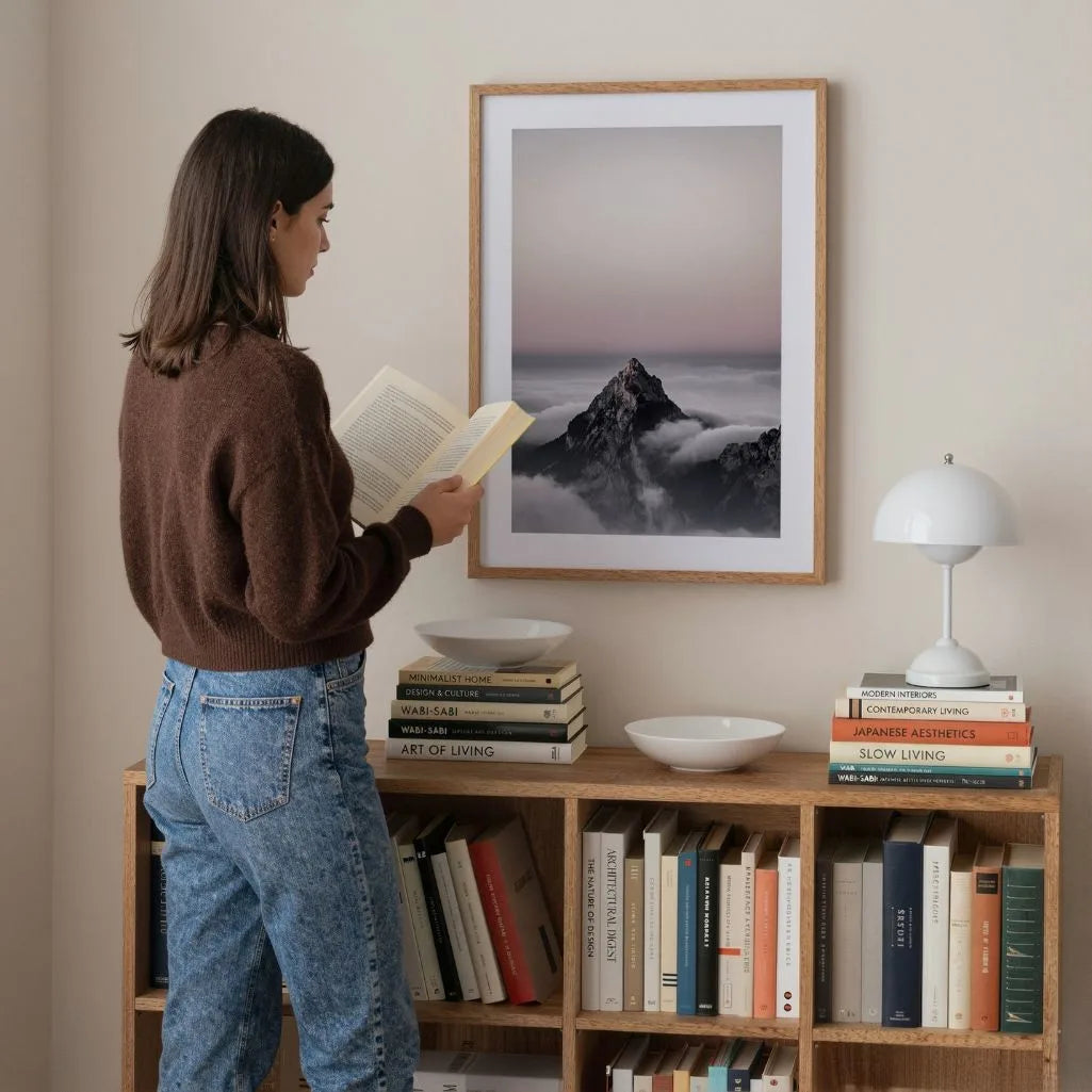 Berggipfel in den Wolken Poster