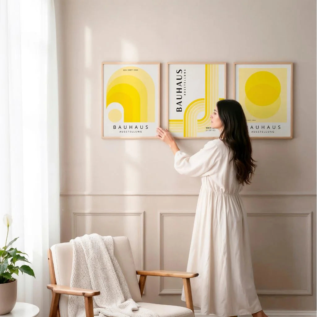 Bauhaus-Poster – Set aus 3 Stück „Leuchtender Rhythmus des Bauhauses“

