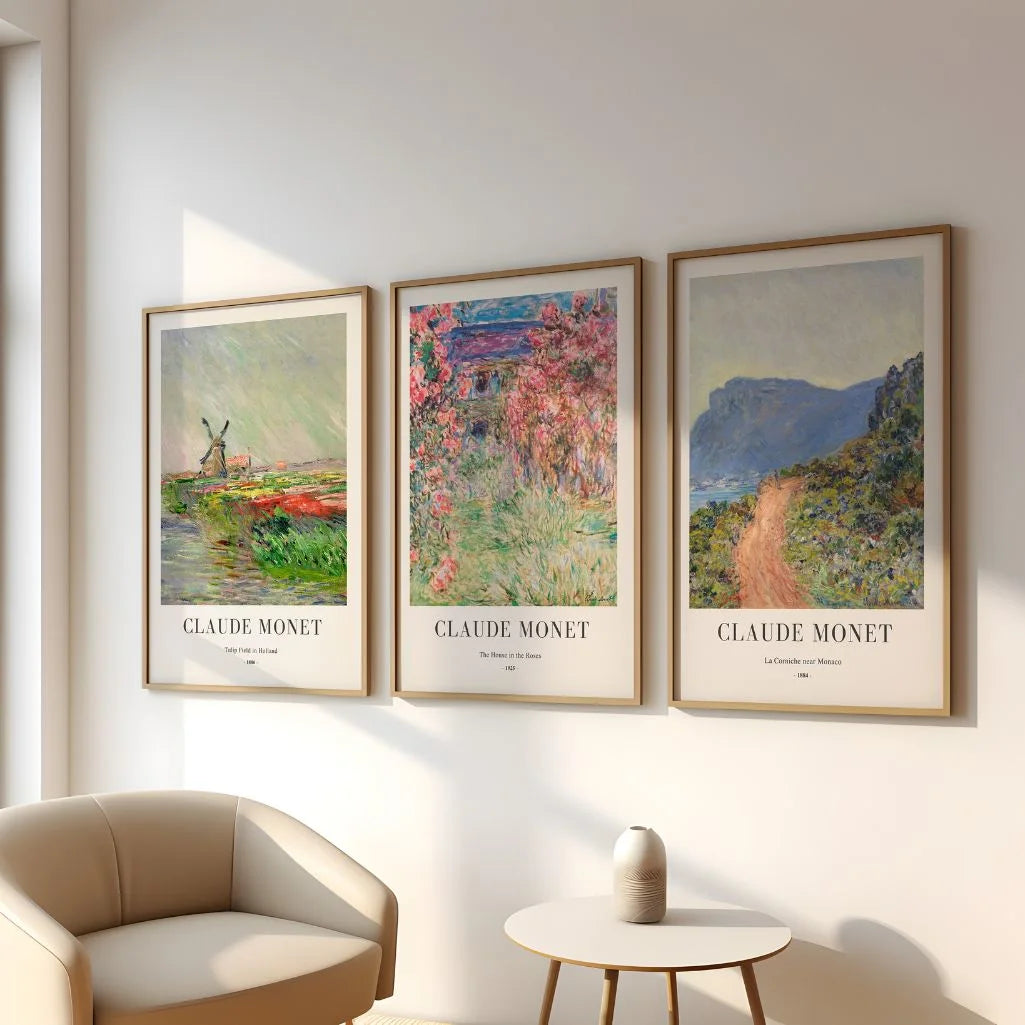 Claude-Monet-Poster – Set aus 3 impressionistischen Landschaften (1884–1925)
