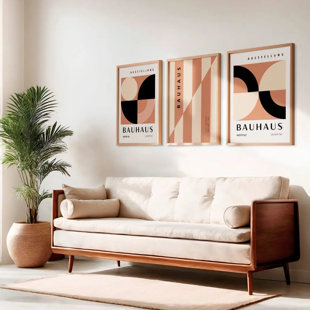 Bauhaus-Poster – Set aus 3 Stück „Warme Geometrie Weimars“
