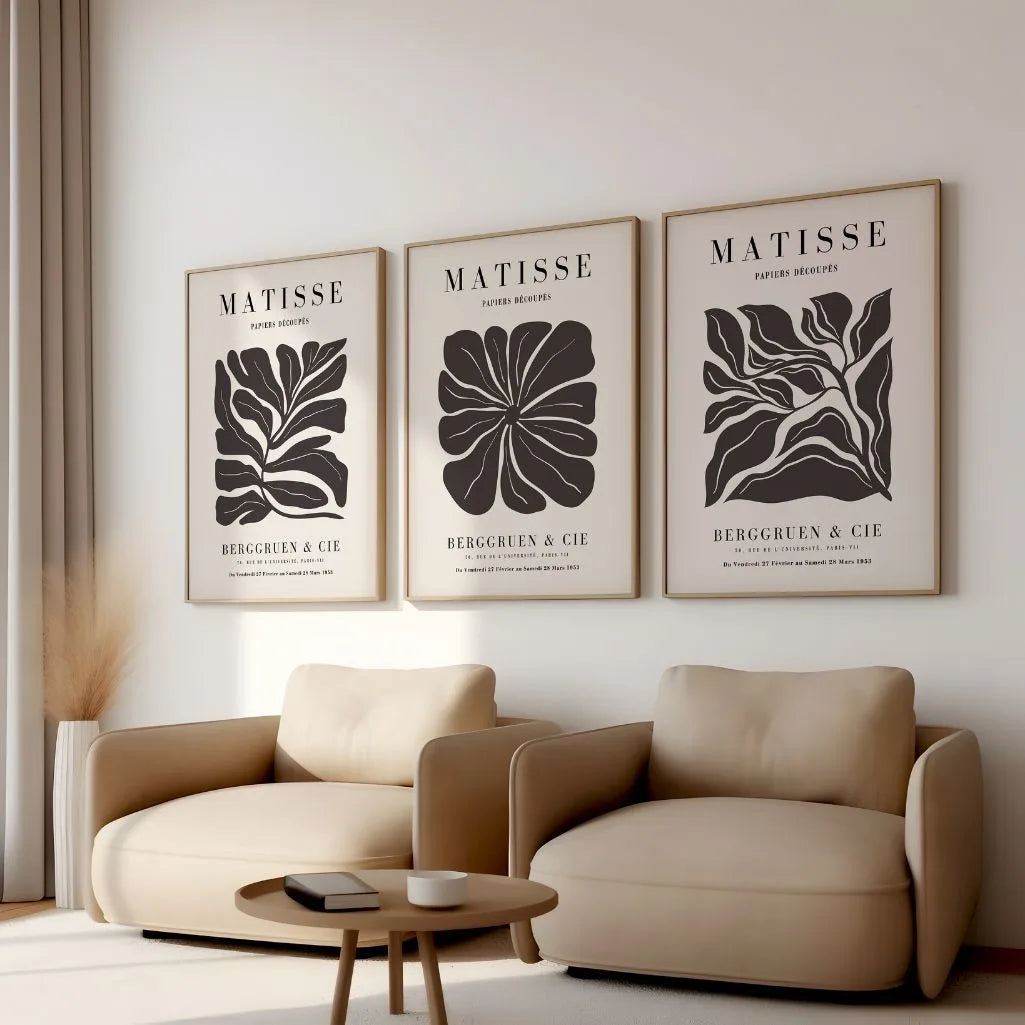 Henri-Matisse-Poster – Set aus 3 Stück „Botanische Abstraktion Brown”