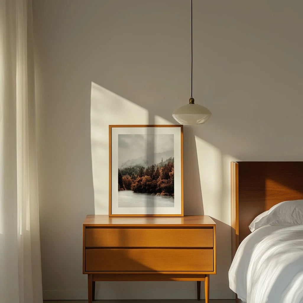 Poster „Herbstwald am Fluss“