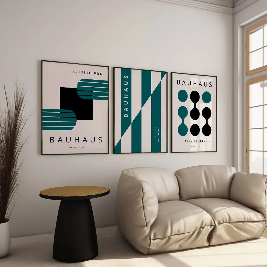 Bauhaus-Poster – Set aus 3 Stück „Modulare Harmonie Weimars“
