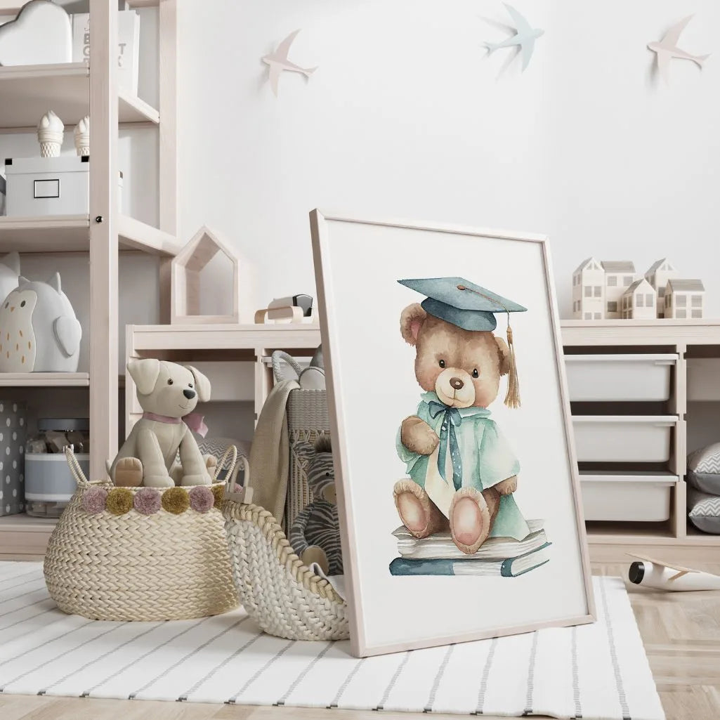 Teddybär mit Büchern Poster