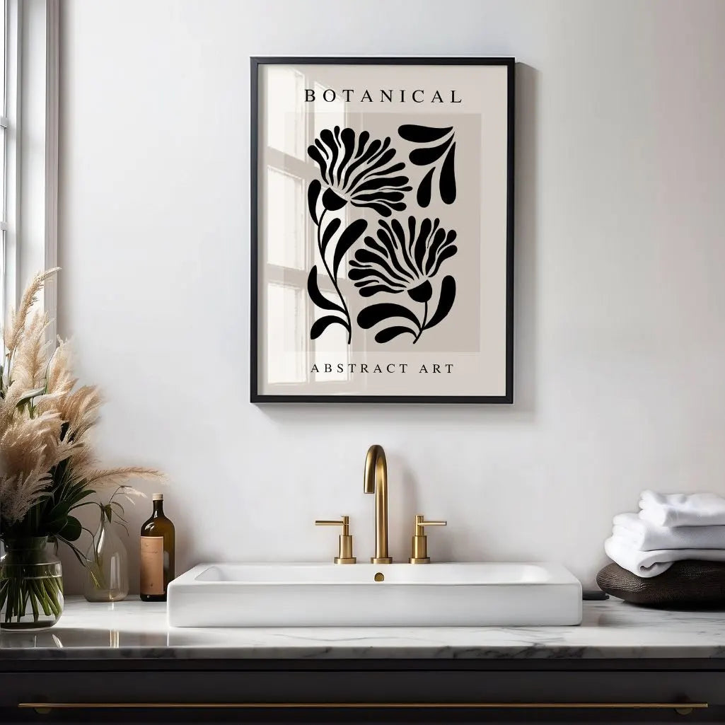 Abstraktes Blumen-Noir-Poster