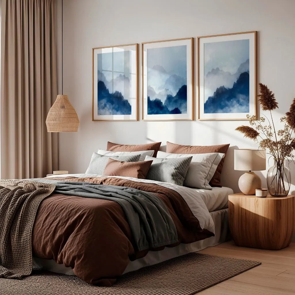 Nebelwald Berg Poster – 3er-Set Fotografie