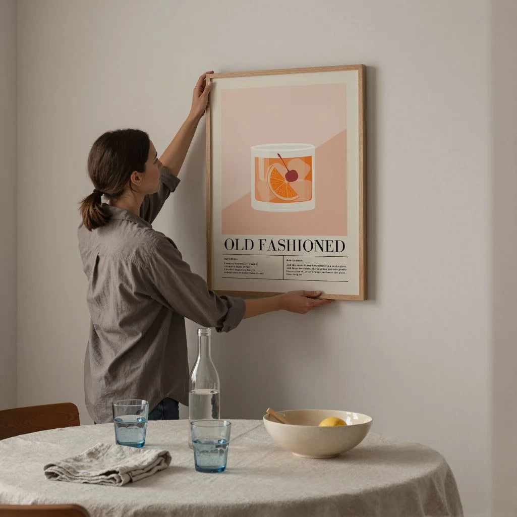 Old Fashioned Cocktail Illustration Poster