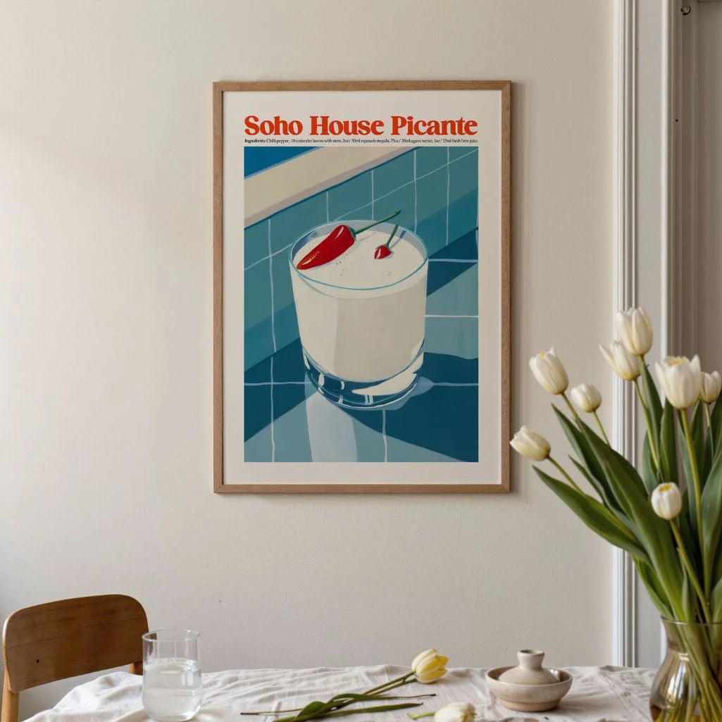 Picante Chili Cocktail Illustration Poster