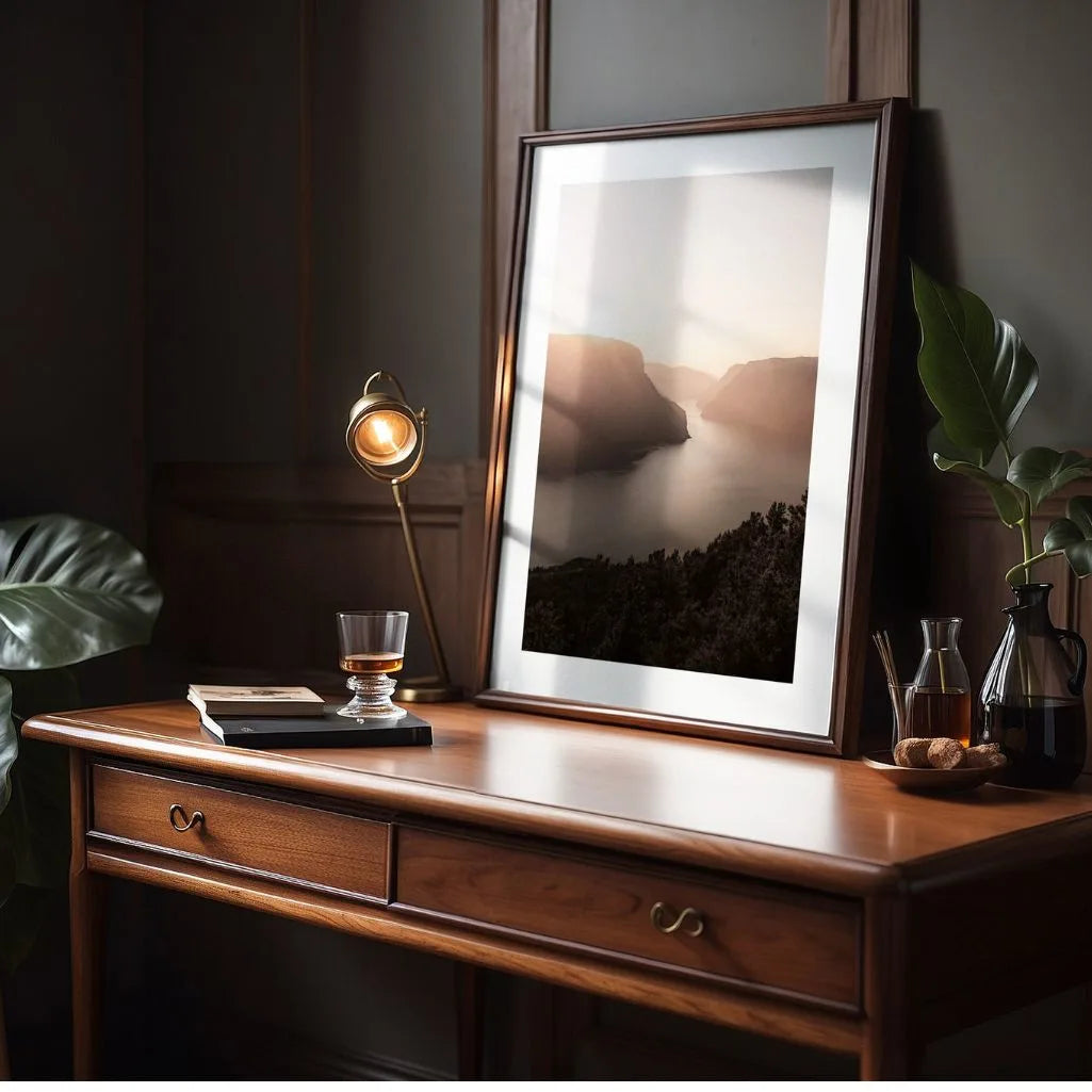 Poster „Goldener Fjord im Morgengrauen“