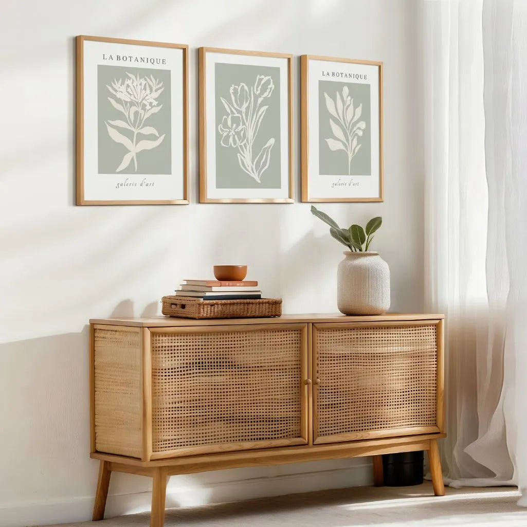 Grüne abstrakte Botanicals – Poster Set (3er)