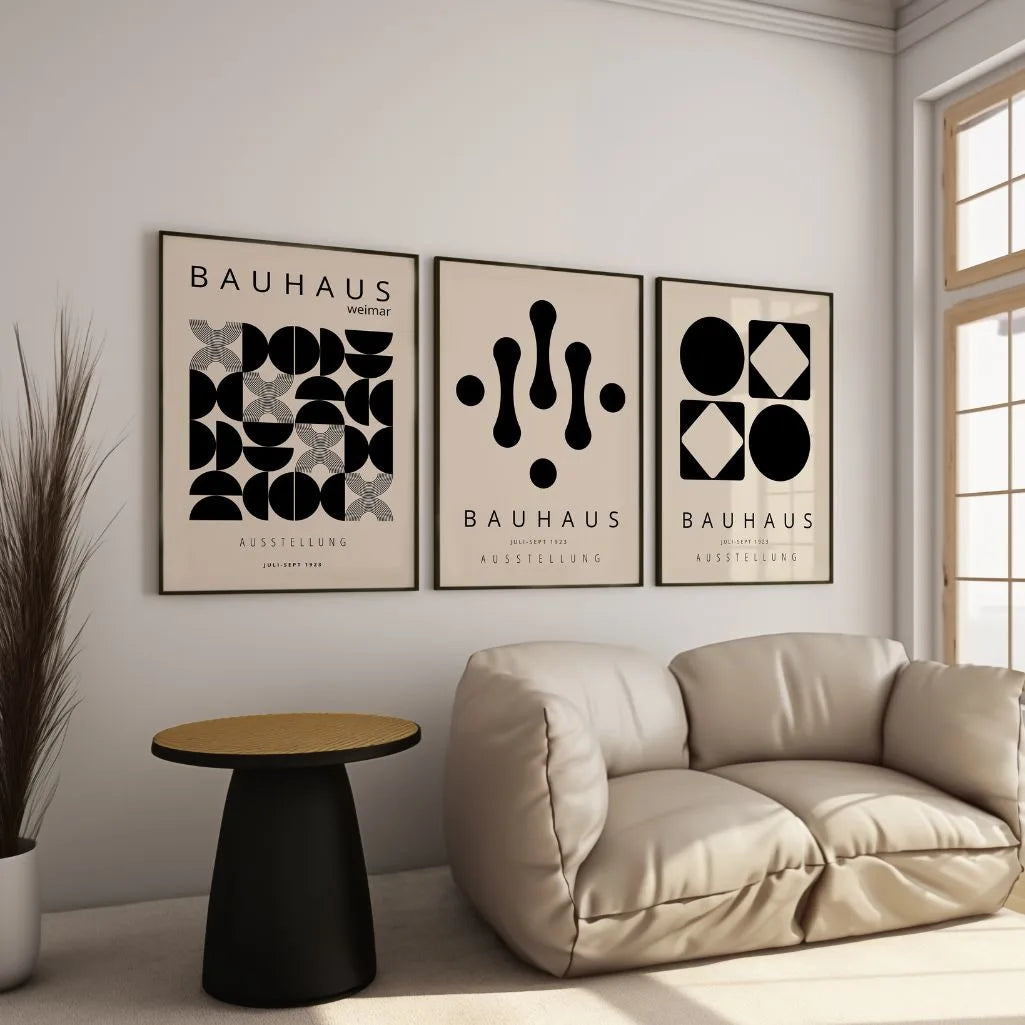 Bauhaus-Poster – Set mit 3 „Schwarzes Formmodul“