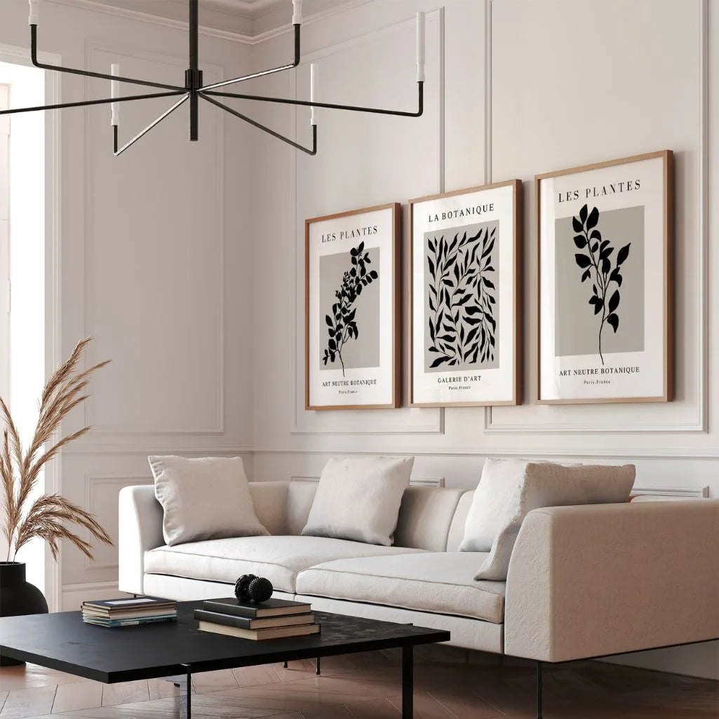 Schwarze Botanical-Silhouetten – Poster Set (3er)