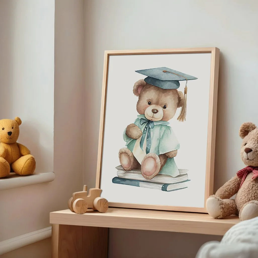 Teddybär mit Büchern Poster