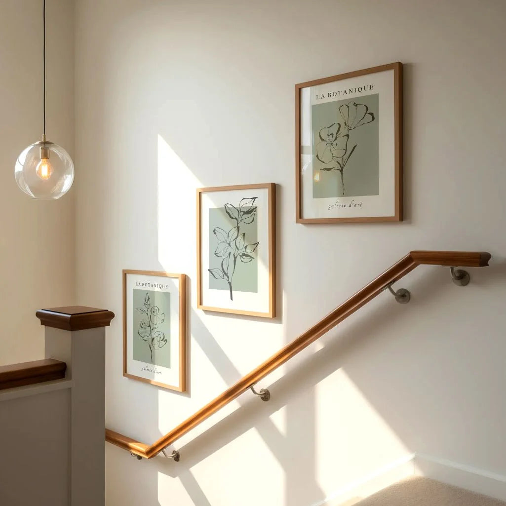 Salbeigrüne Botanical Line Art – Poster Set (3er)