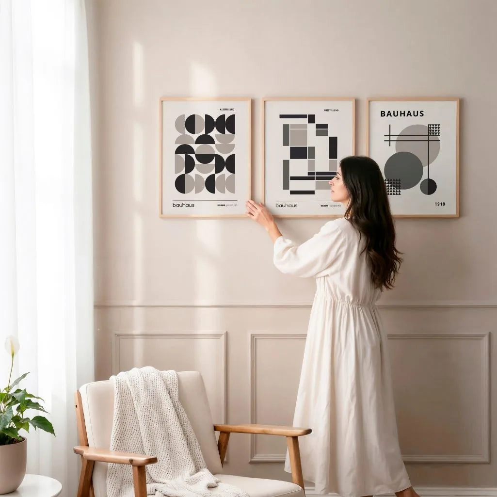 Bauhaus-Poster – Set aus 3 Stück „Konstruktion und Balance 1919“
