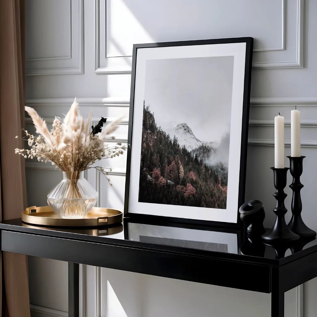 Poster „Berggipfel im Nebel“