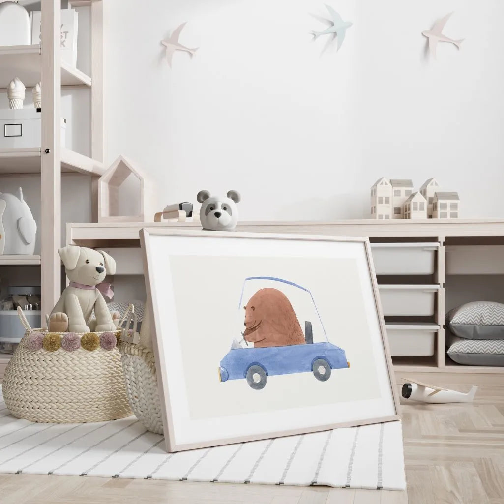 Teddybär im Auto Poster