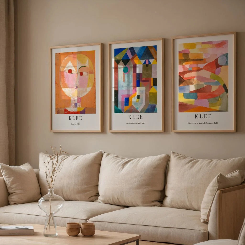 Paul-Klee-Poster – Set aus 3 Stück „Gesicht, Bewegung und Farbe (1915–1922)”
