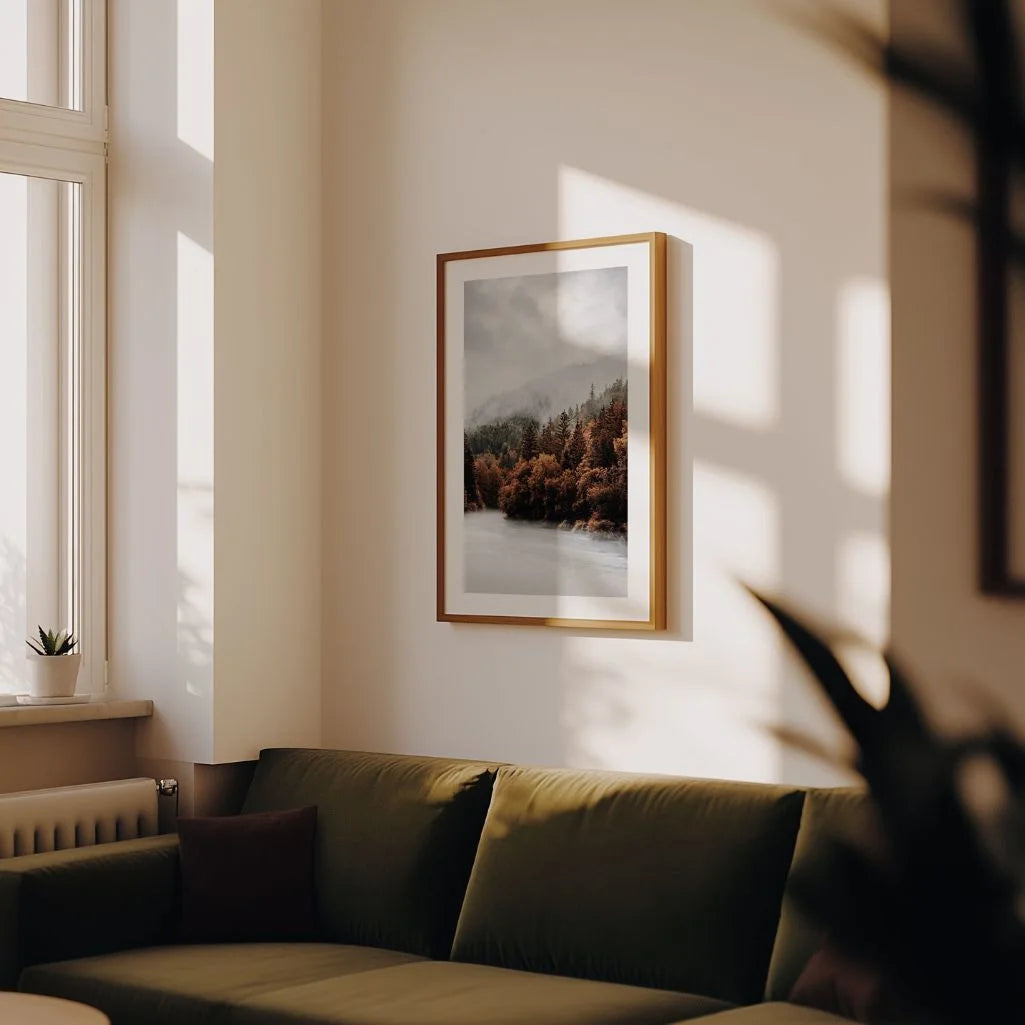 Poster „Herbstwald am Fluss“