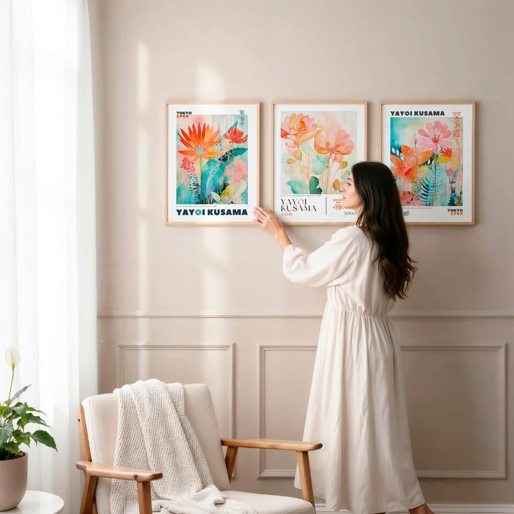 Japanische Blumen Poster – 3er-Set