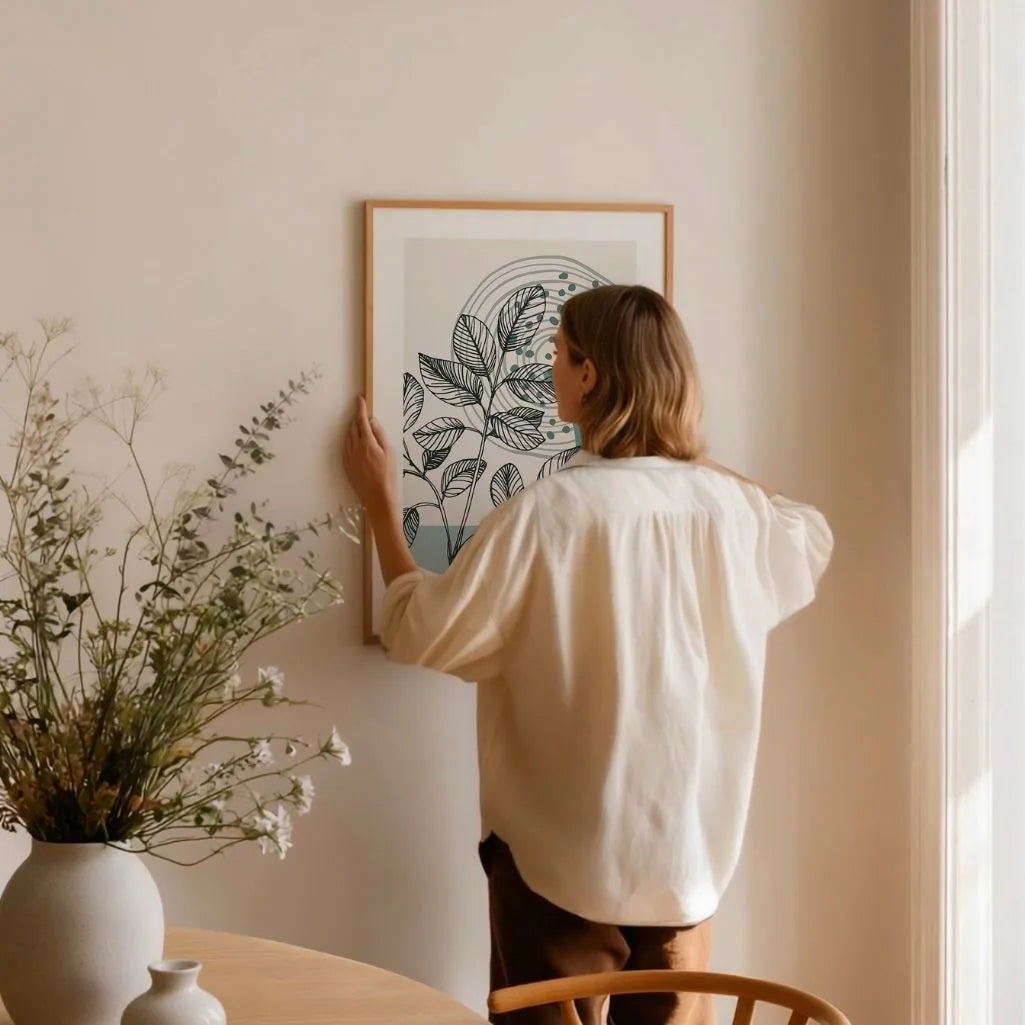 Poster mit Strichzeichnungen von Blättern