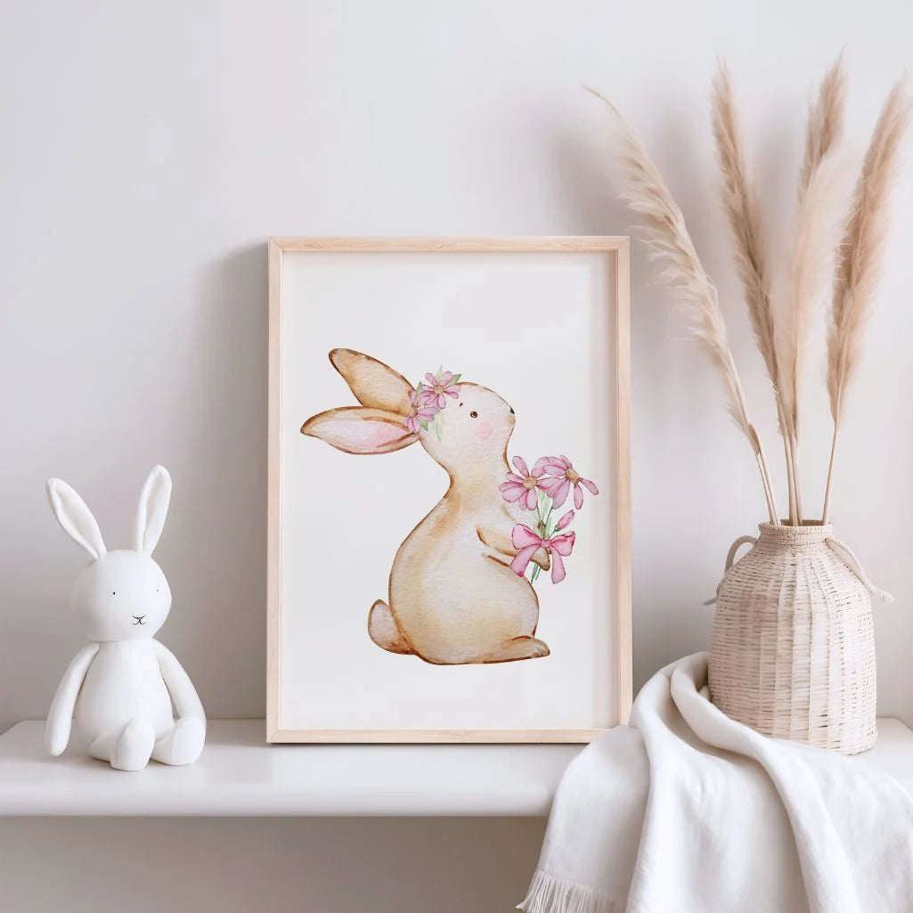 Poster mit Hase und Blumen