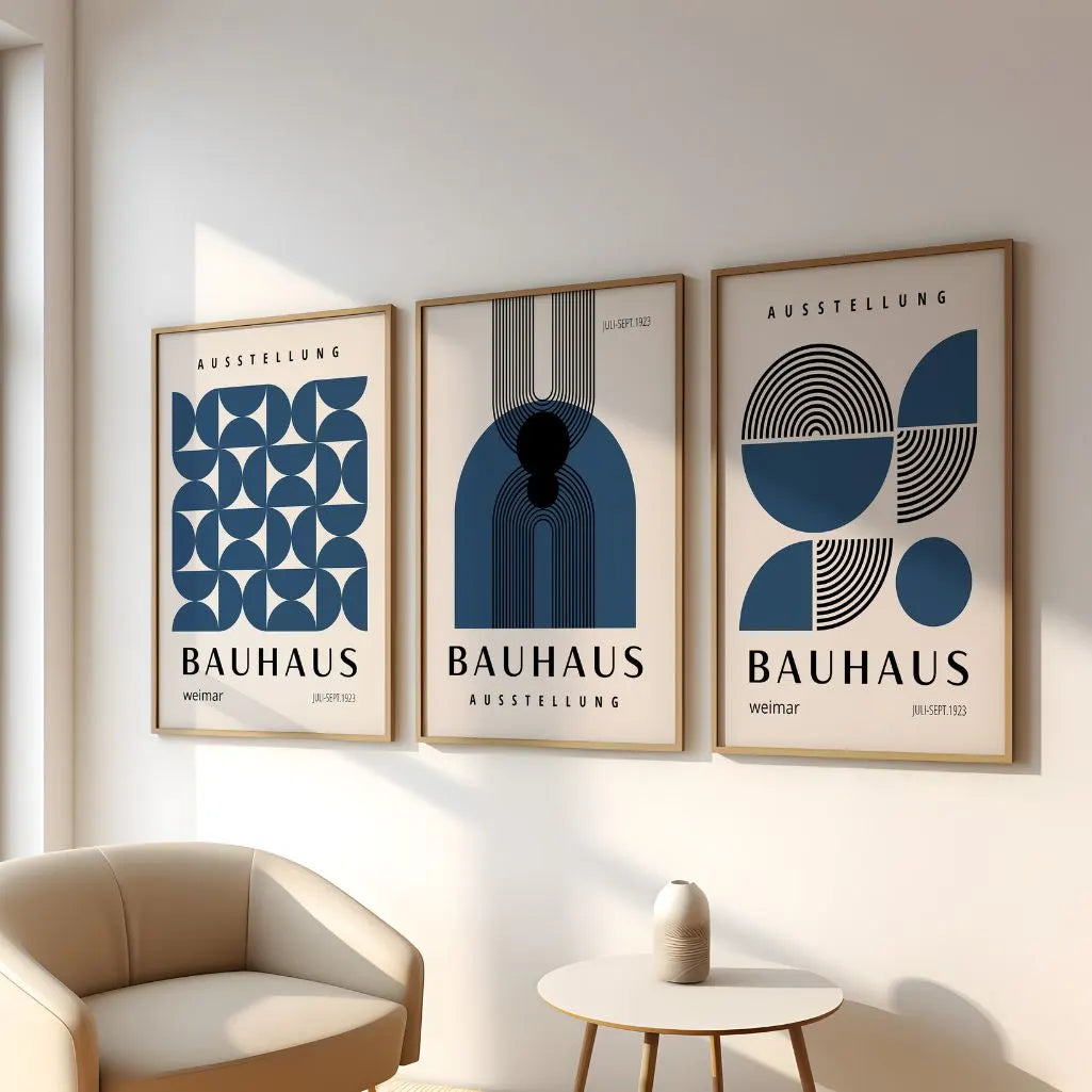 Bauhaus-Poster – Set aus 3 Stück „Architektonischer Rhythmus Weimar“
