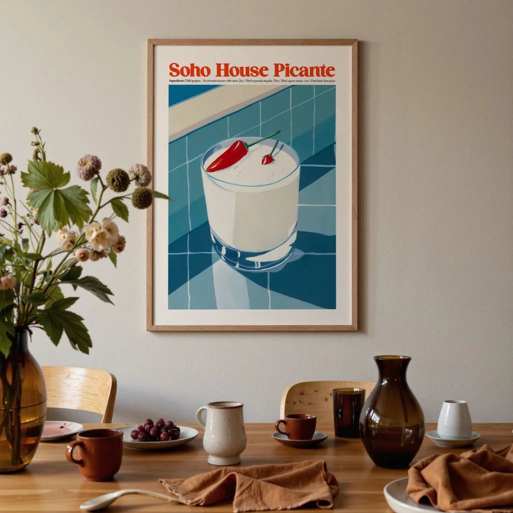 Picante Chili Cocktail Illustration Poster
