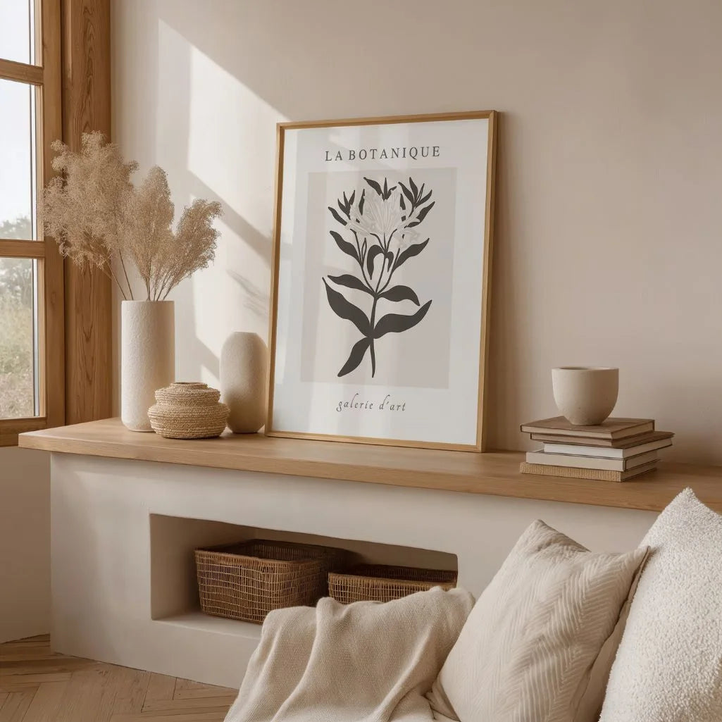 Minimalistisches Poster mit botanischen Blumen