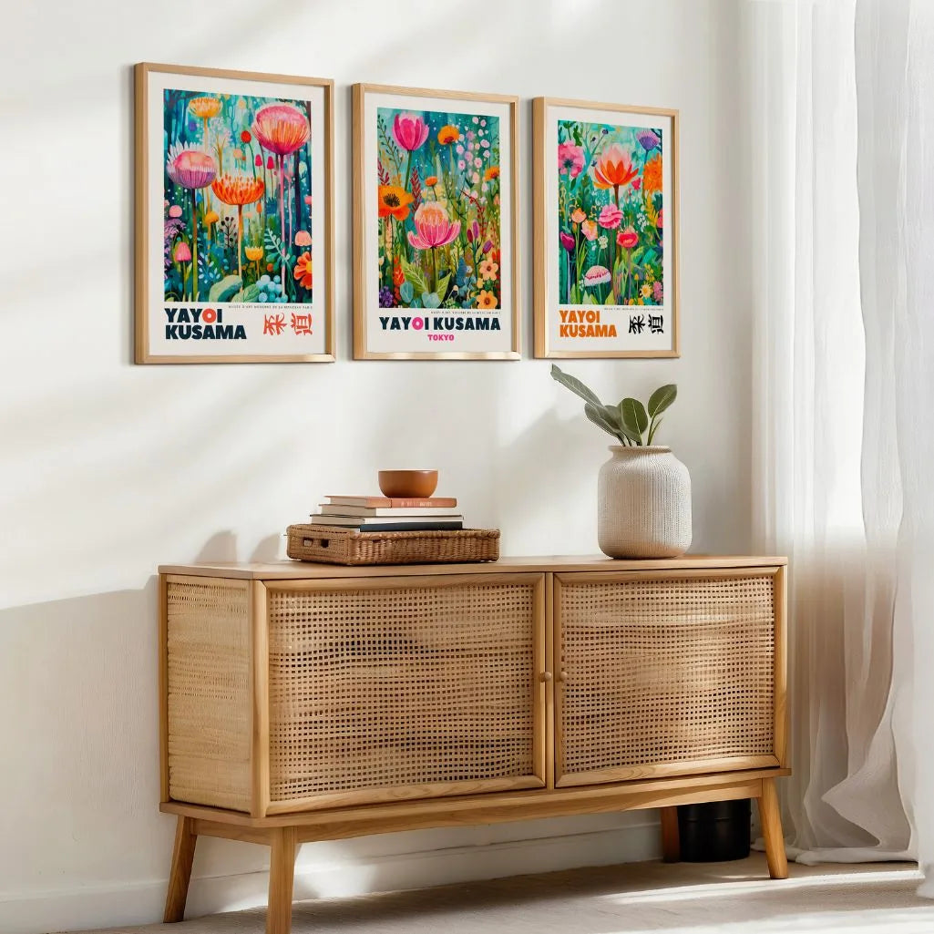 Japanische Blumen Poster – 3er-Set