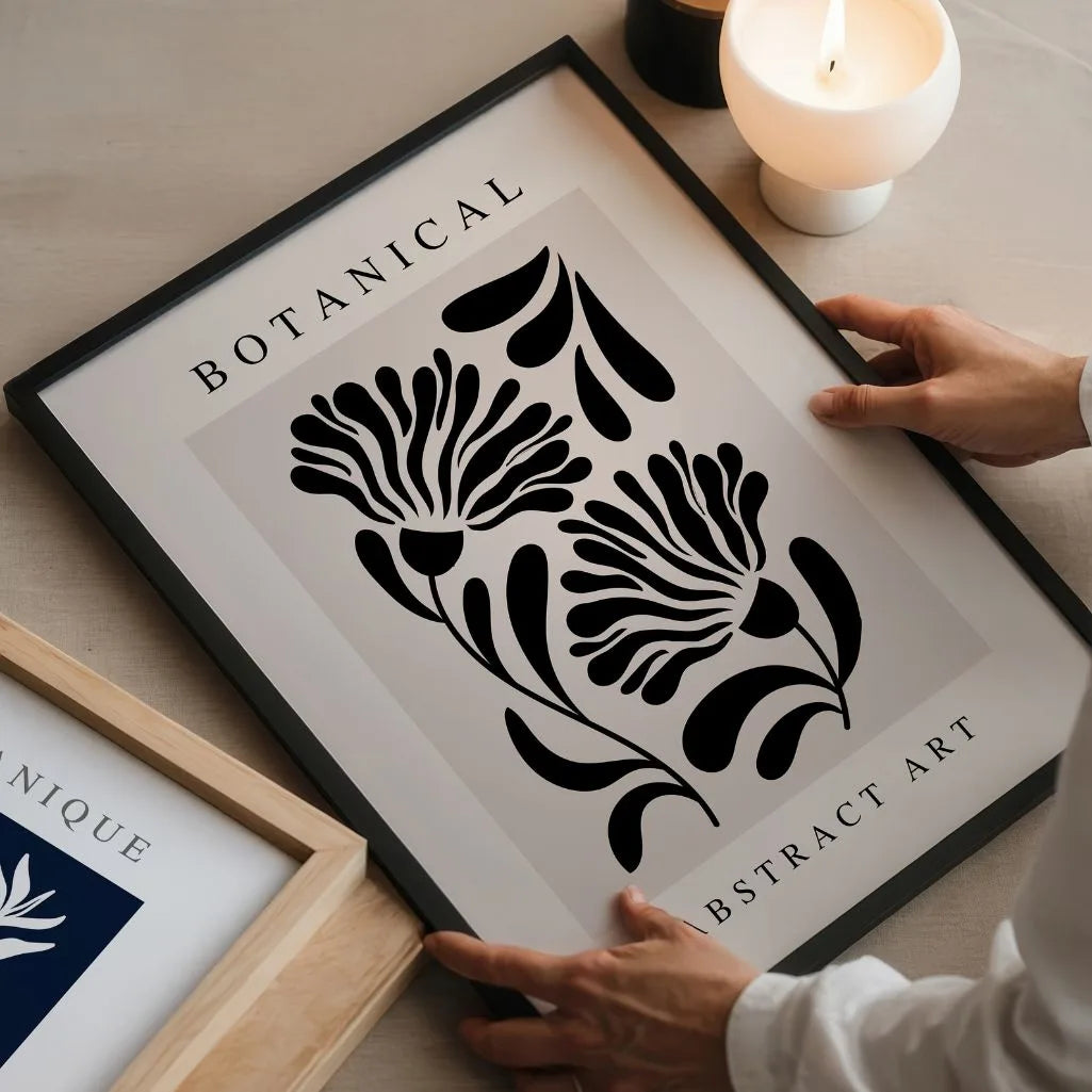 Abstraktes Blumen-Noir-Poster