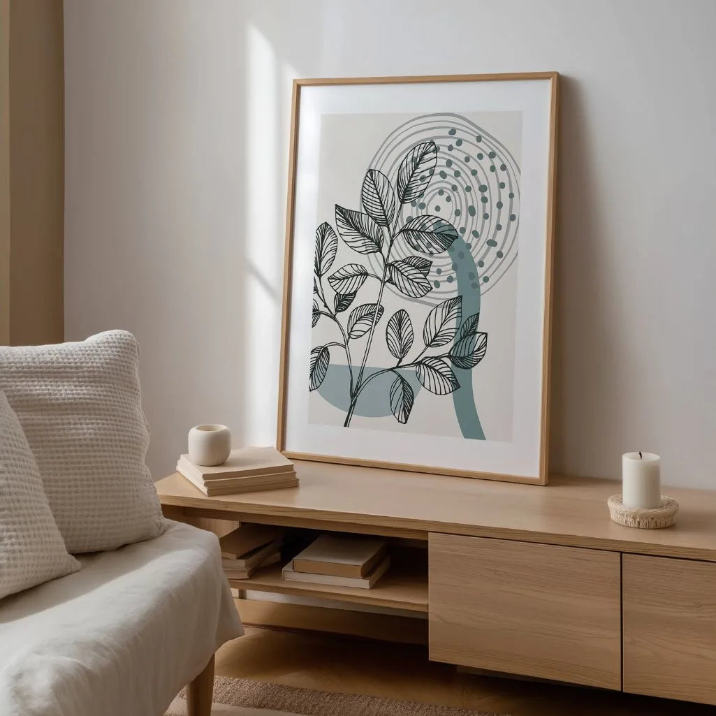 Poster mit Strichzeichnungen von Blättern