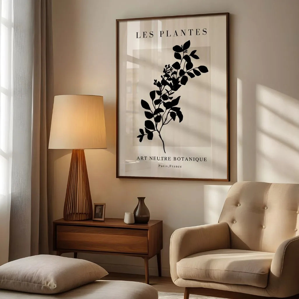 Beige Poster mit botanischer Silhouette