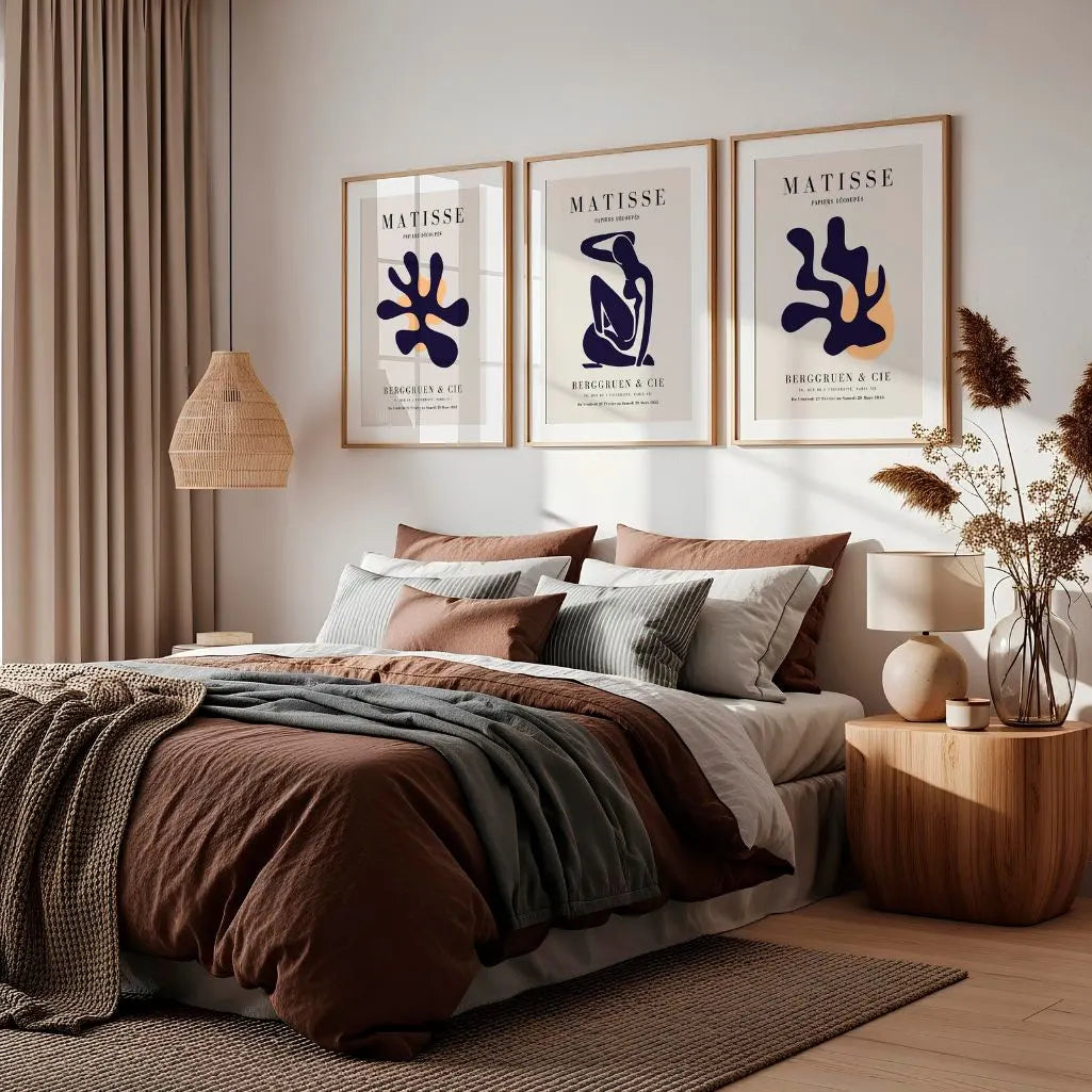 Henri-Matisse-Poster – Set aus 3 Stück „Marineblaue Balance der Formen”