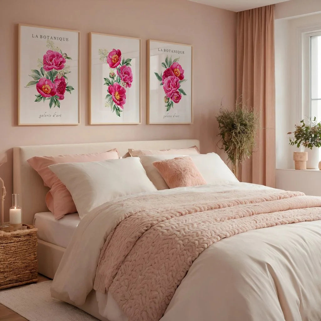 Rosa Pfingstrosen Aquarell – Poster Set (3er)