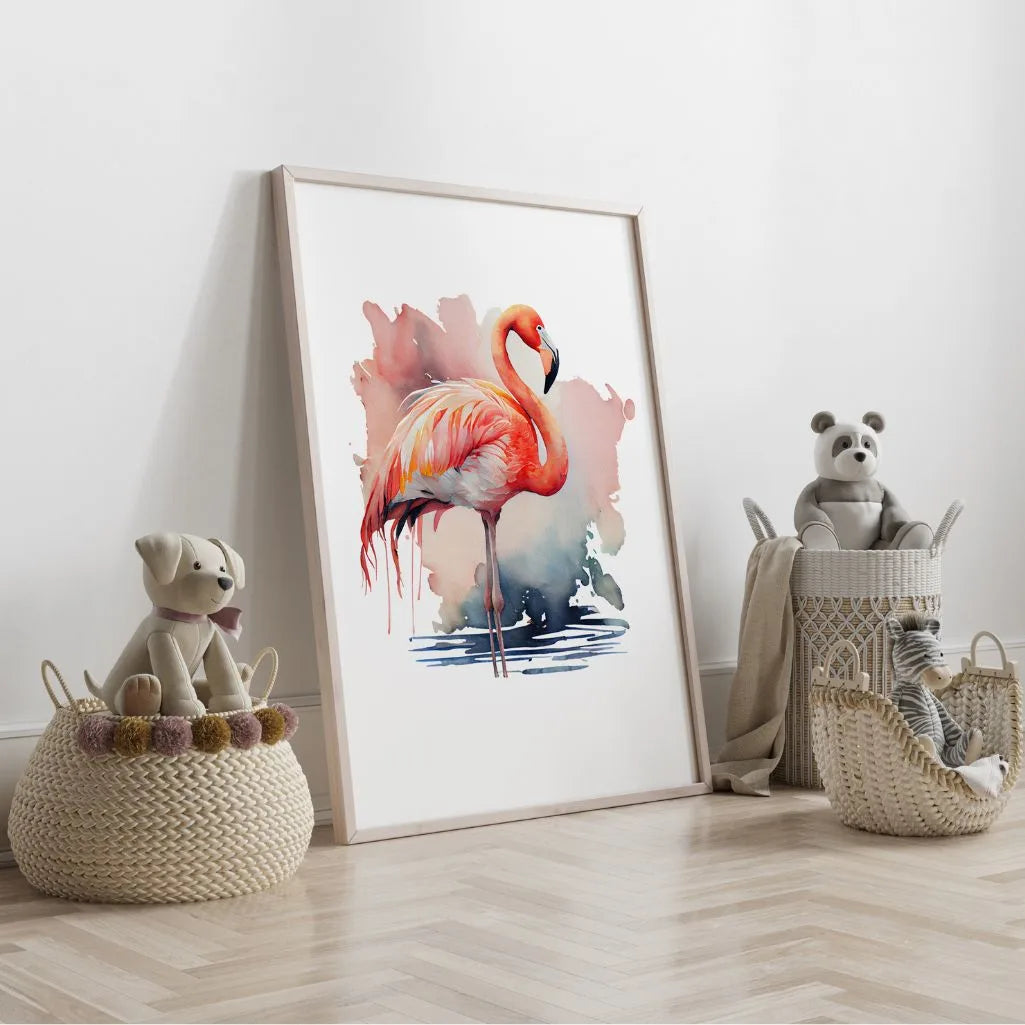 Aquarell-Flamingo-Poster