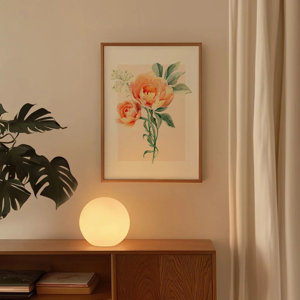 Poster „Pfingstrosen in Pfirsichtönen“