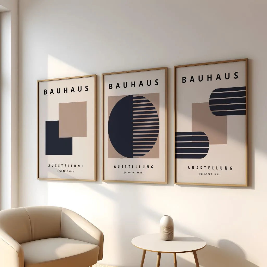 Bauhaus-Poster – Set aus 3 Stück „Spannung der Linien Weimar“
