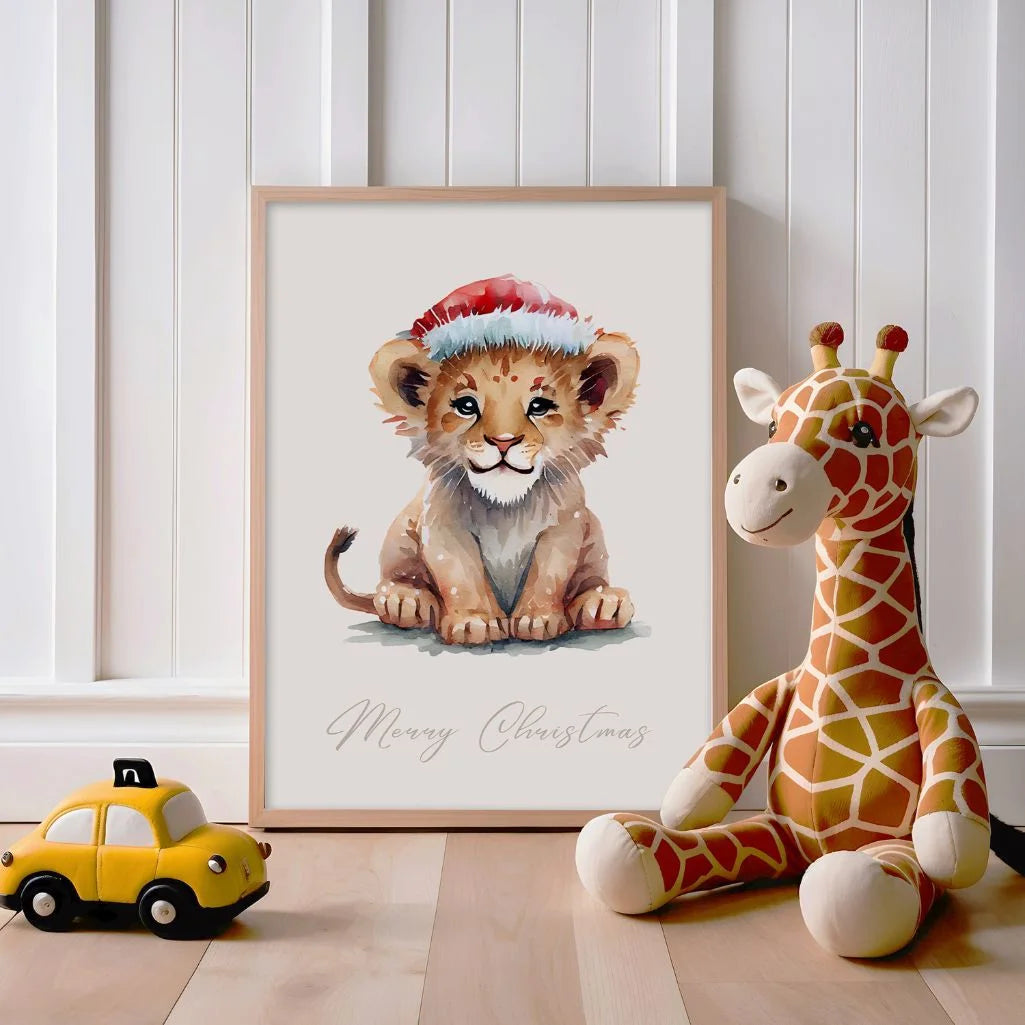 Löwe als Weihnachtsposter