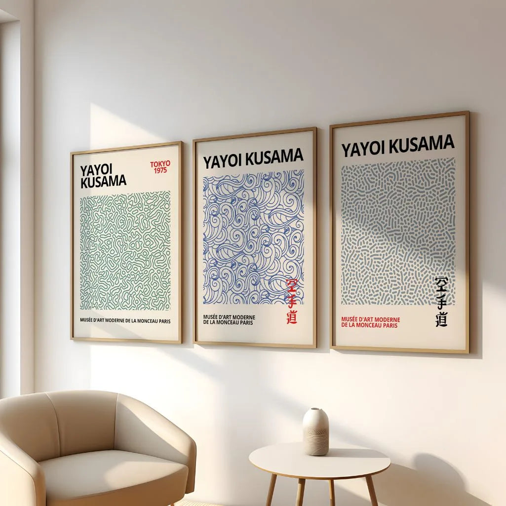 Organische Muster Poster – 3er-Set in Blau & Grün