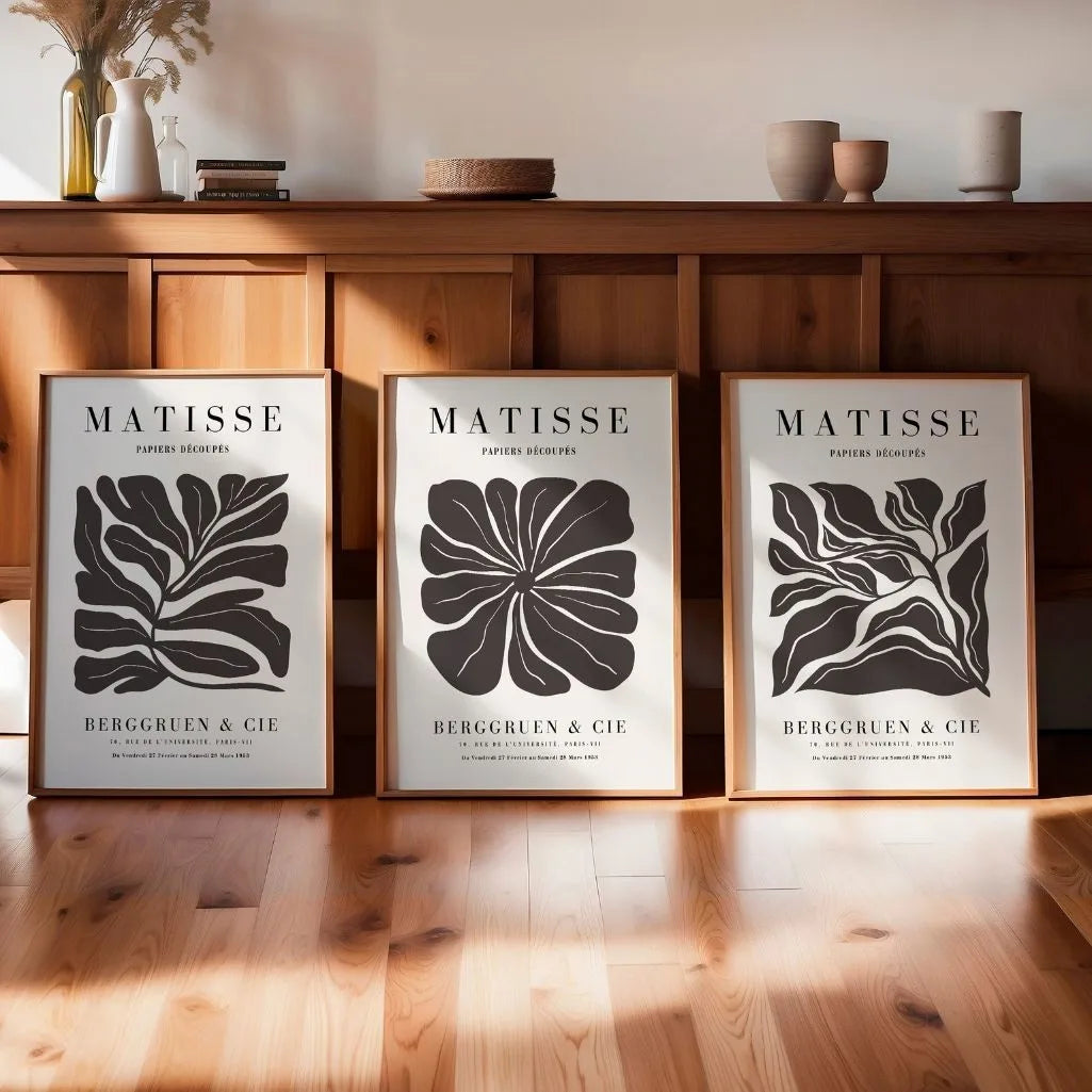 Henri-Matisse-Poster – Set aus 3 Stück „Botanische Abstraktion Brown”