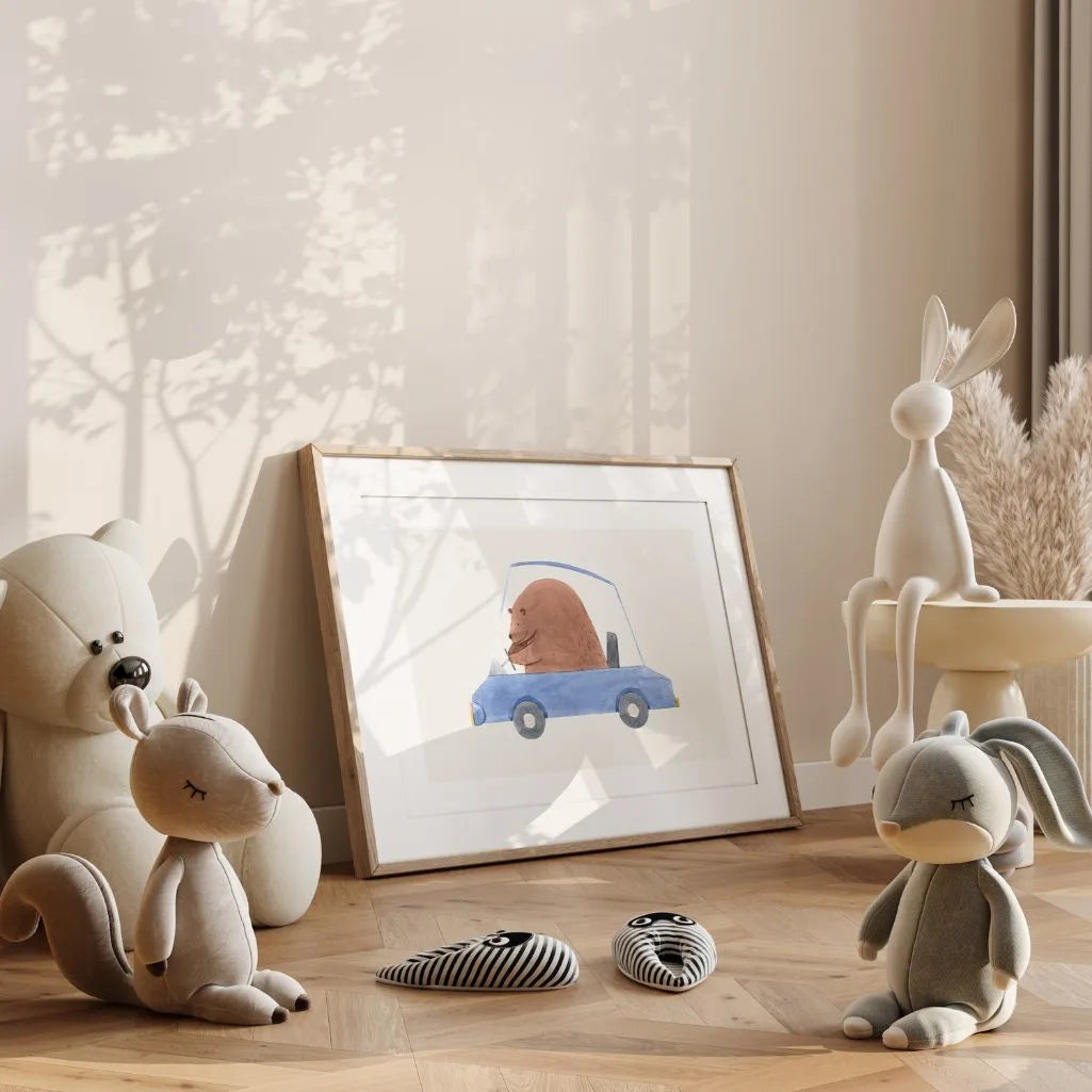 Teddybär im Auto Poster