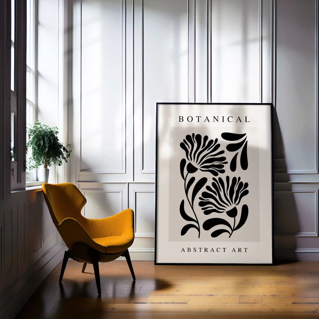 Abstraktes Blumen-Noir-Poster